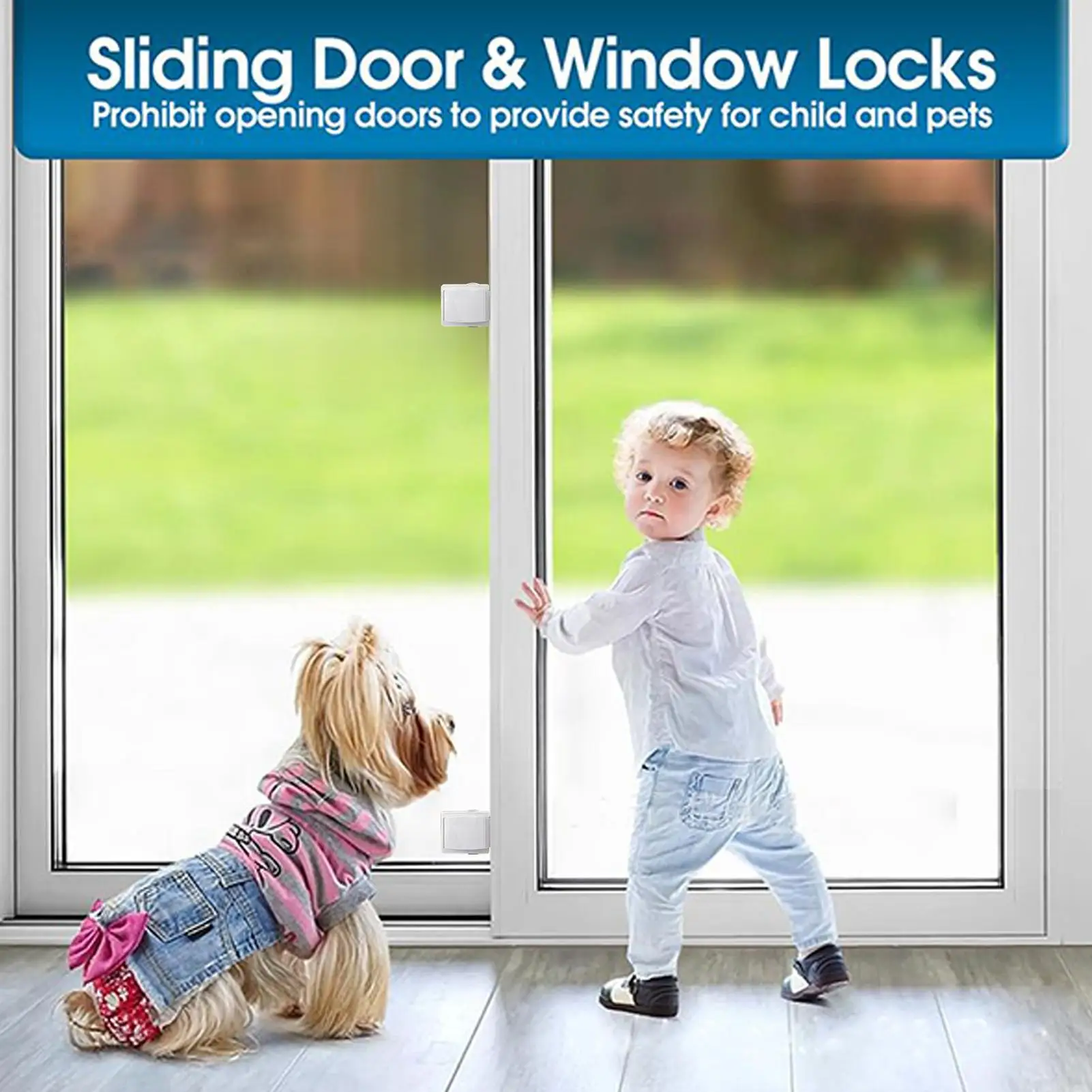 Sliding Door Security Lock 2 Pack Sliding Window Door Lock For Child Safety Security Latch Stopper Replacement For Bathroom
