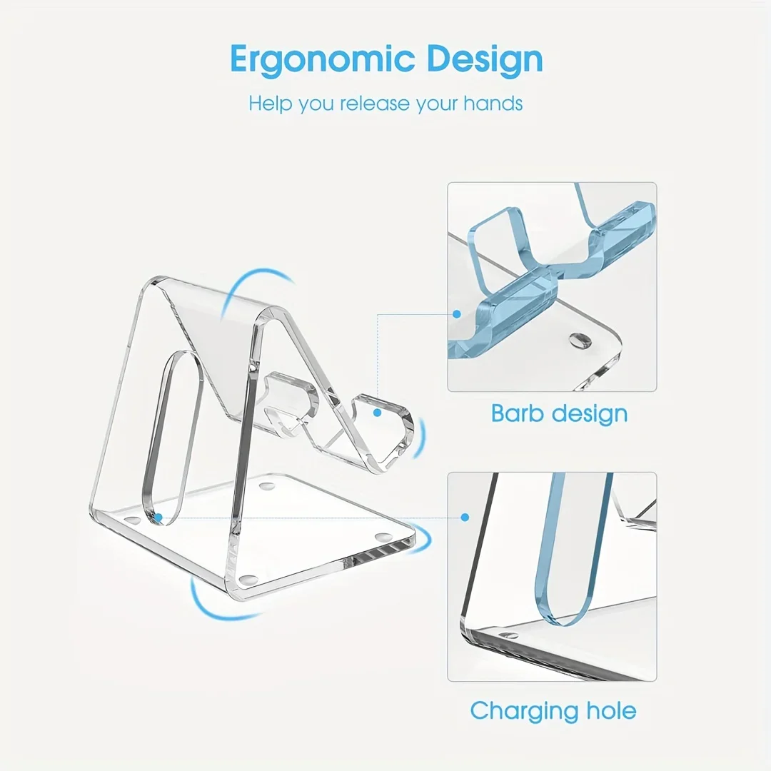 1pc suporte de telefone transparente acrílico, todos os smartphones 4-8 polegadas, mesa, acessórios de material de escritório.