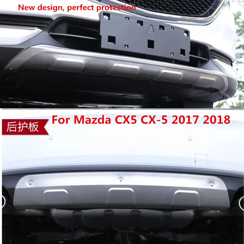 

High quality Car styling 2pcs Stainless steel Front and Rear Bumper Skid Protector Plate cover for Mazda CX-5 2017 2018