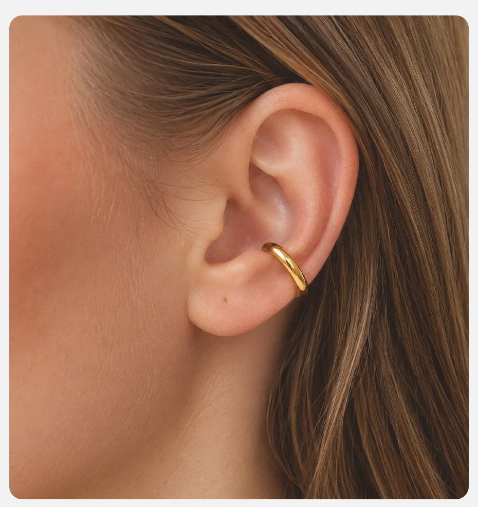 Vnox Klassischer Einzelner C-förmiger Ohrclip für Frauen, Minimalistischer Edelstahl-Ohrring ohne Piercing, Knorpel-Ohrschmuck – Detail 2