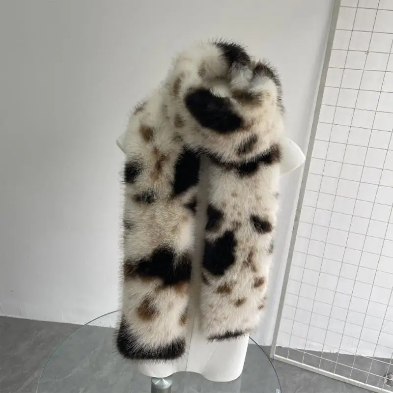 

652F модный плюшевый шарф с леопардовым принтом, осенне-зимний толстый шейный платок, теплый шейный платок