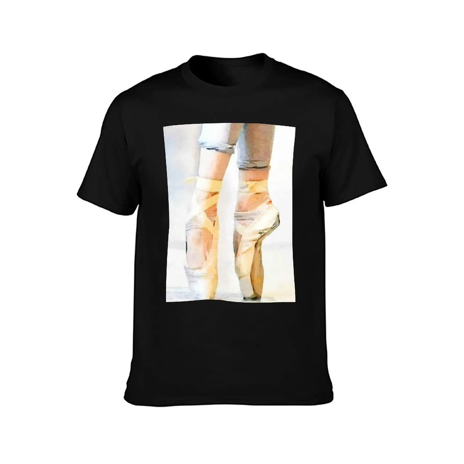 Ballerina En Pointe: a Ballet Dancer Watercolor Print T-Shirt Plus Size Street Style Tee T-Shirt