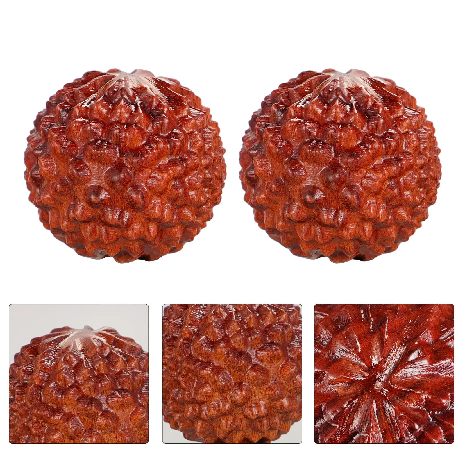 2pcs Natural Wooden Massage Balls Handheld Massage Ball Decompression Ball Handball Massage Grip Ball Wenwan Acupressure Ball