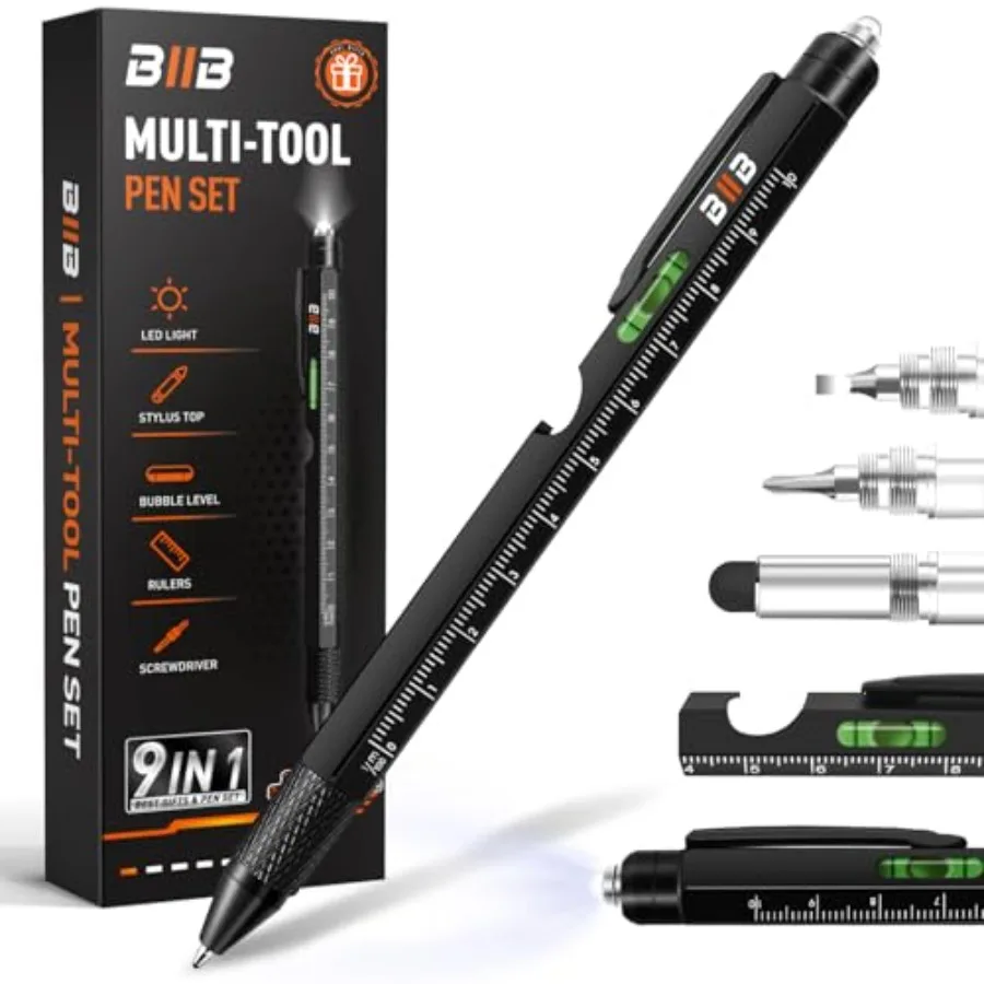 

Fathers Day Gift for Men 9 in 1 Multitool Pen, Mens Gifts for Him Dad Husband, Dad Gifts from Daughter Son, Personalized Gifts