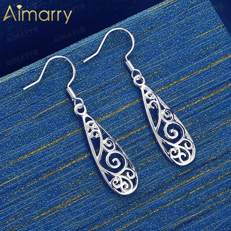 925 Sterling Silver Hollow Vine Droplet Shaped Earrings for Women's Parties Banquets Weddings High-quality Fashion Jewelry