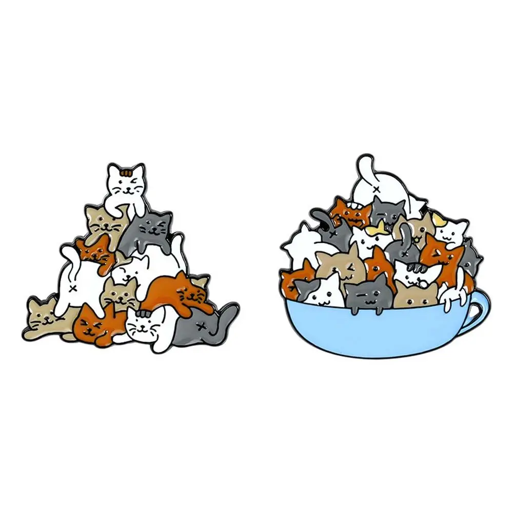 

Gift for Kids Cartoon Lapel Pin Mug A Cup of Cats Jewelry Accessories Enamel Pin Lapel Brooch Brooches Pin Cat Brooch