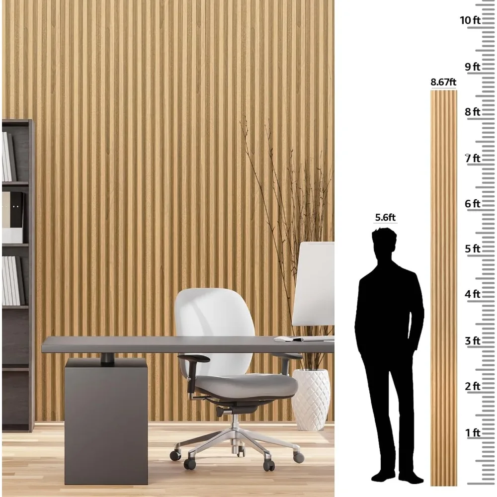 แผ่นผนังไม้ระแนง 8 แพ็ค, ผนัง 3D กันเสียง WPC 104 '' x 6.7''