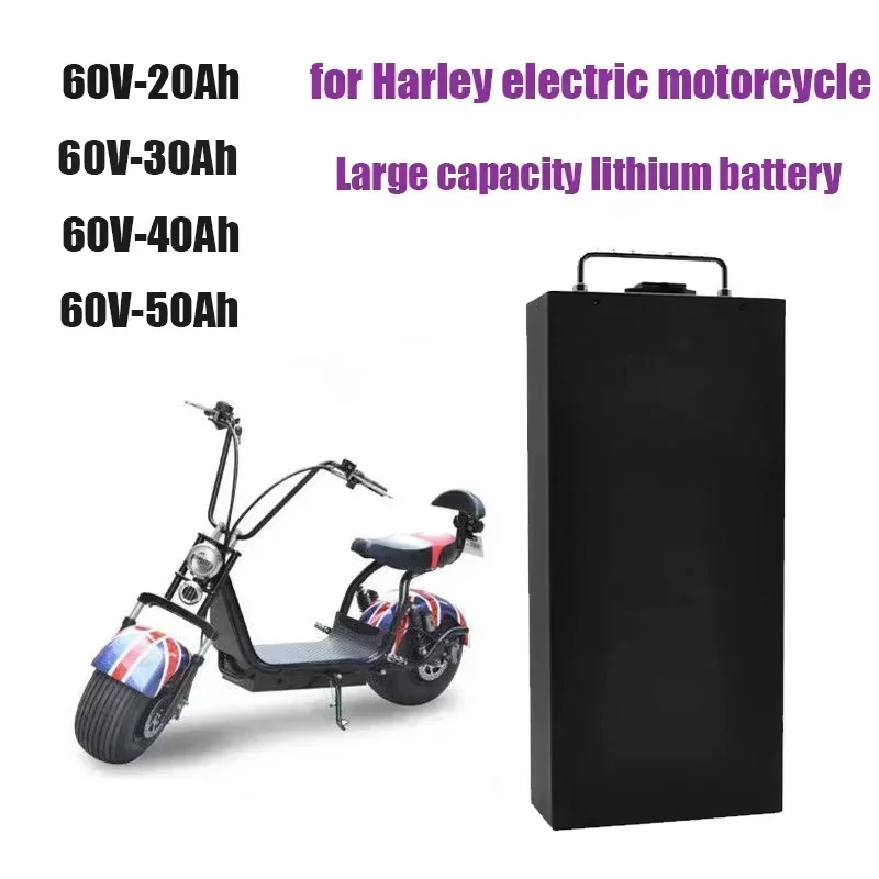 for Harley Electric Car Lithium Battery Waterproof 18650 Battery 60V 50Ah Two Wheel Foldable Citycoco Electric Scooter Bicycle