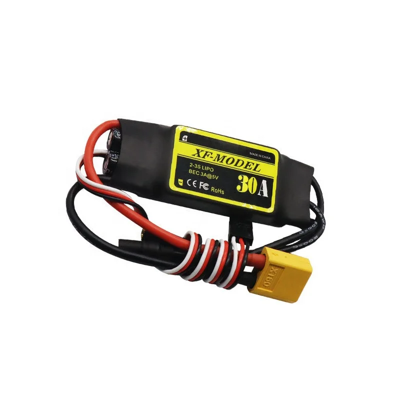 XF-Model 2S 3S 30A Brushless Motor ESC 5V/3A Switch Speed Controller BEC for RC Helicopter Boat FPV Airplanes Plastic Material