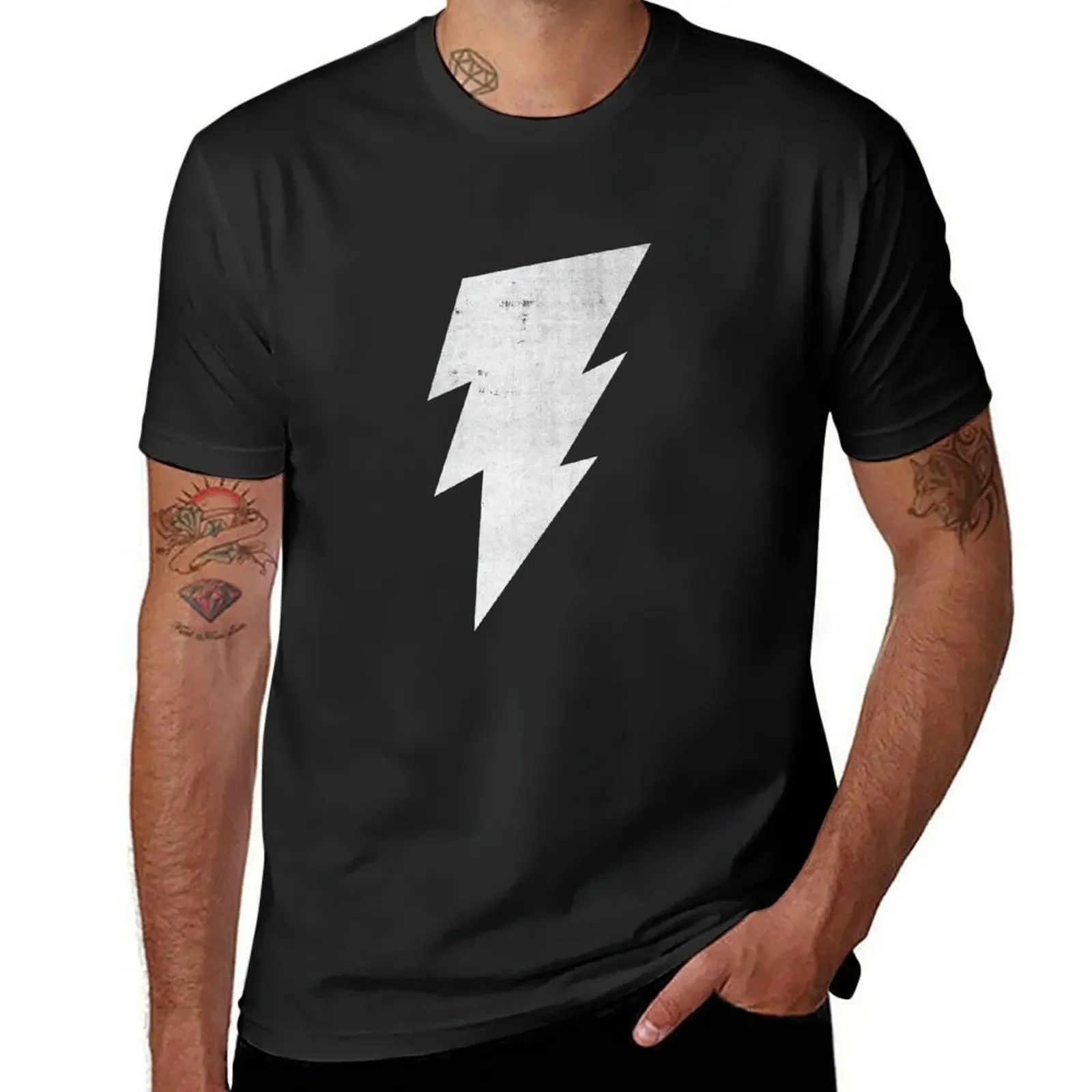

White Lightning Bolt T-Shirt funny costumes blacks compression shirt men
