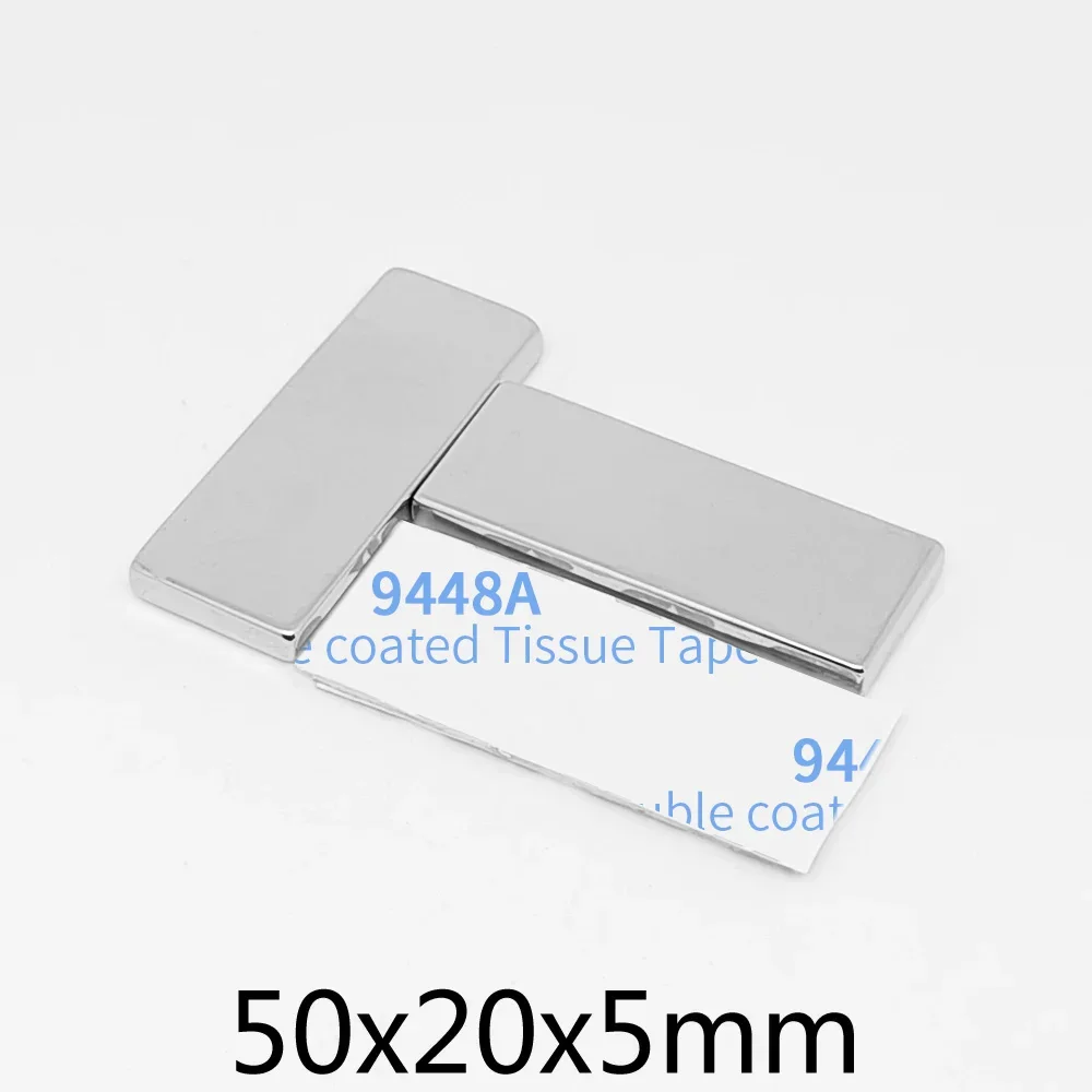 50x20x5mm Quadrate Strong Powerful Magnet With 3M Self - Adhesive 50*20*5 Block Rectangular Neodymium Magnet 50x20x5