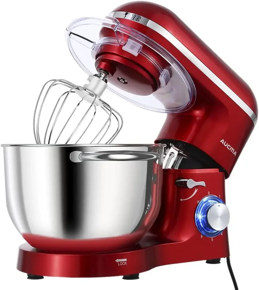 Stand Mixer,6.5-QT 660W 6-Speed Tilt-Head Food Mixer, Kitchen Electric Mixer with Dough Hook, Wire Whip & Beater 2 Layer R