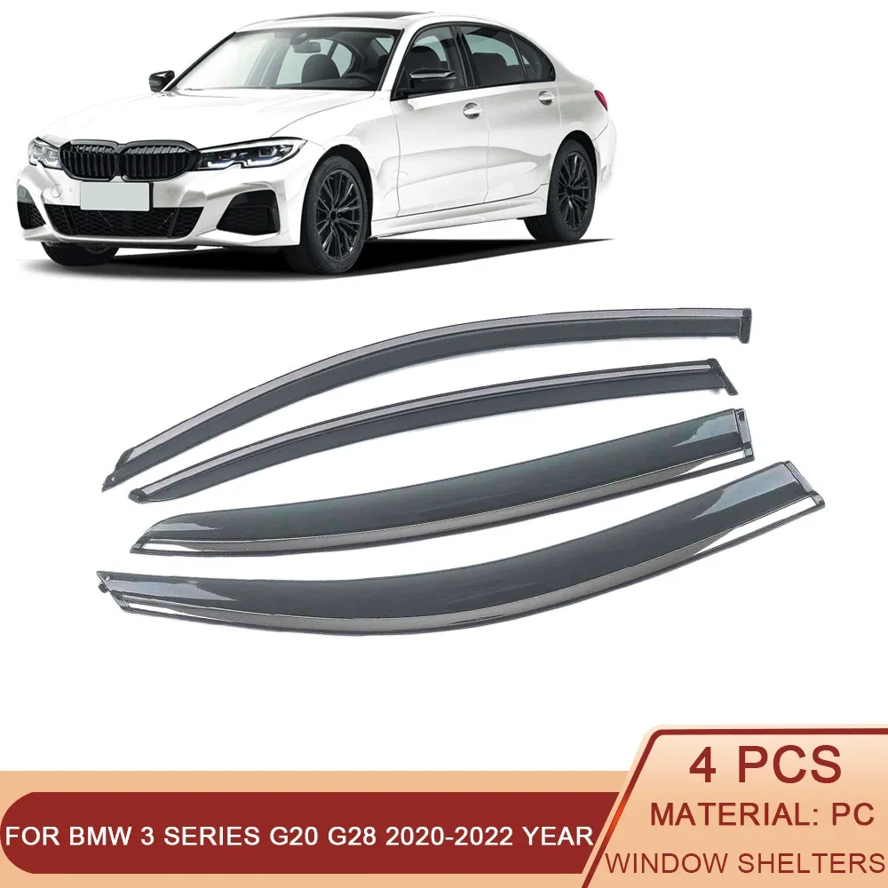 

For BMW 3 Series G20 G28 2020-2023 Car Window Sun Rain Shade Visors Shield Shelter Deflector Cover Trim Frame Sticker