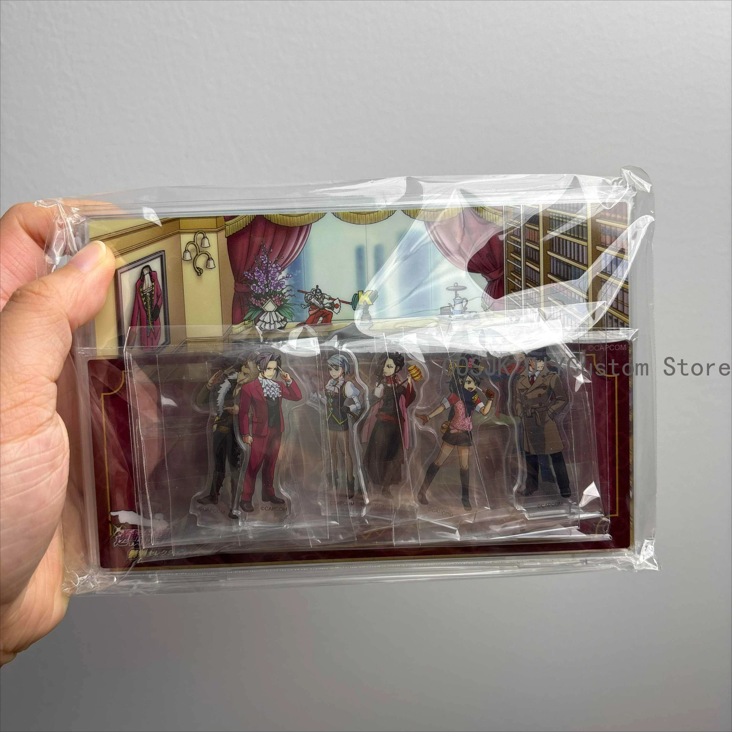 Anime Ace Attorney Miles Edgeworth Mei Karuma Mia Fey Cosplay genuino acrílico señal de pie personaje de dibujos animados soporte de fondo