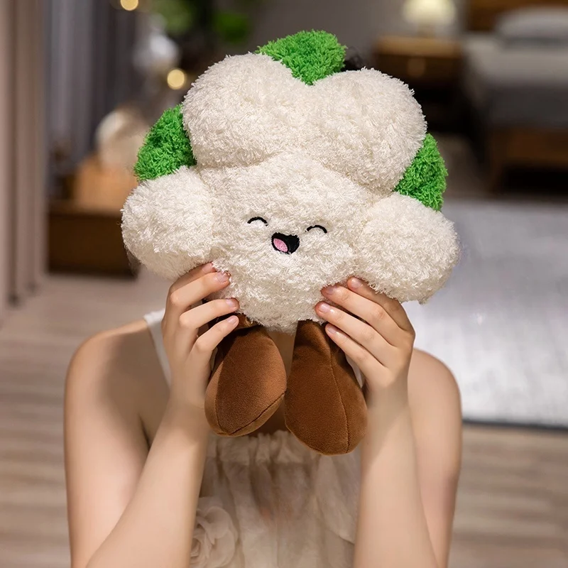 Kreatywna kreskówka uśmiech Cauliflower pluszowe zabawki miękkie śliczne Peluche warzywa zabawka Kawaii brelok do plecaka wisiorek piękny prezent