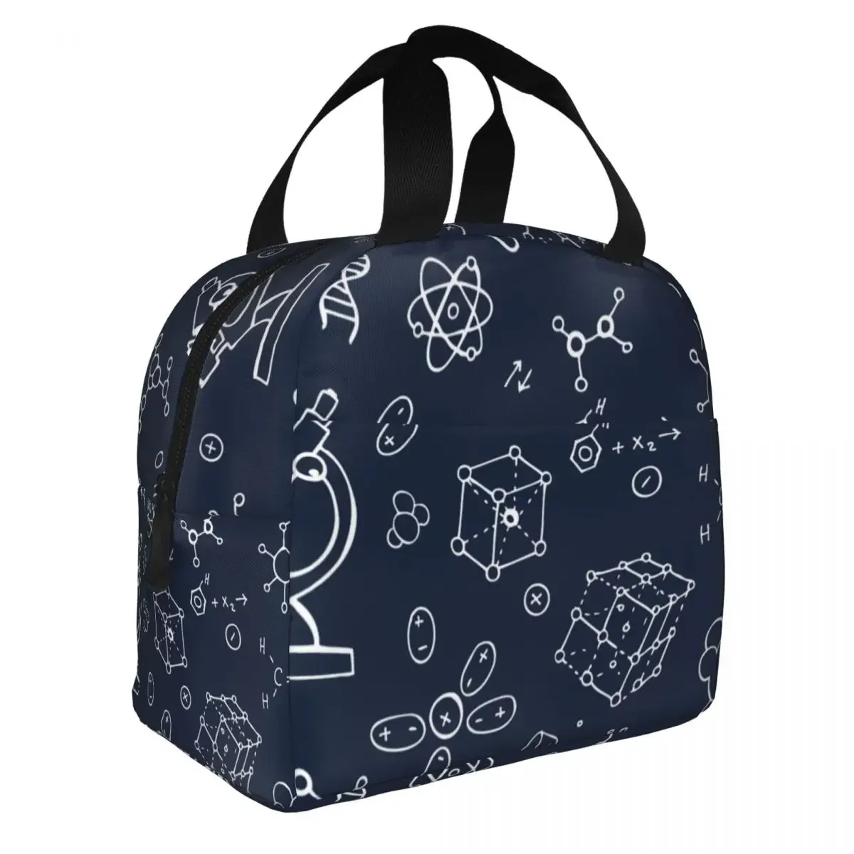 Science Chemistry Pattern Lunch Bags Portable Insulated Canvas Cooler Thermal Picnic Tote for Women Girl