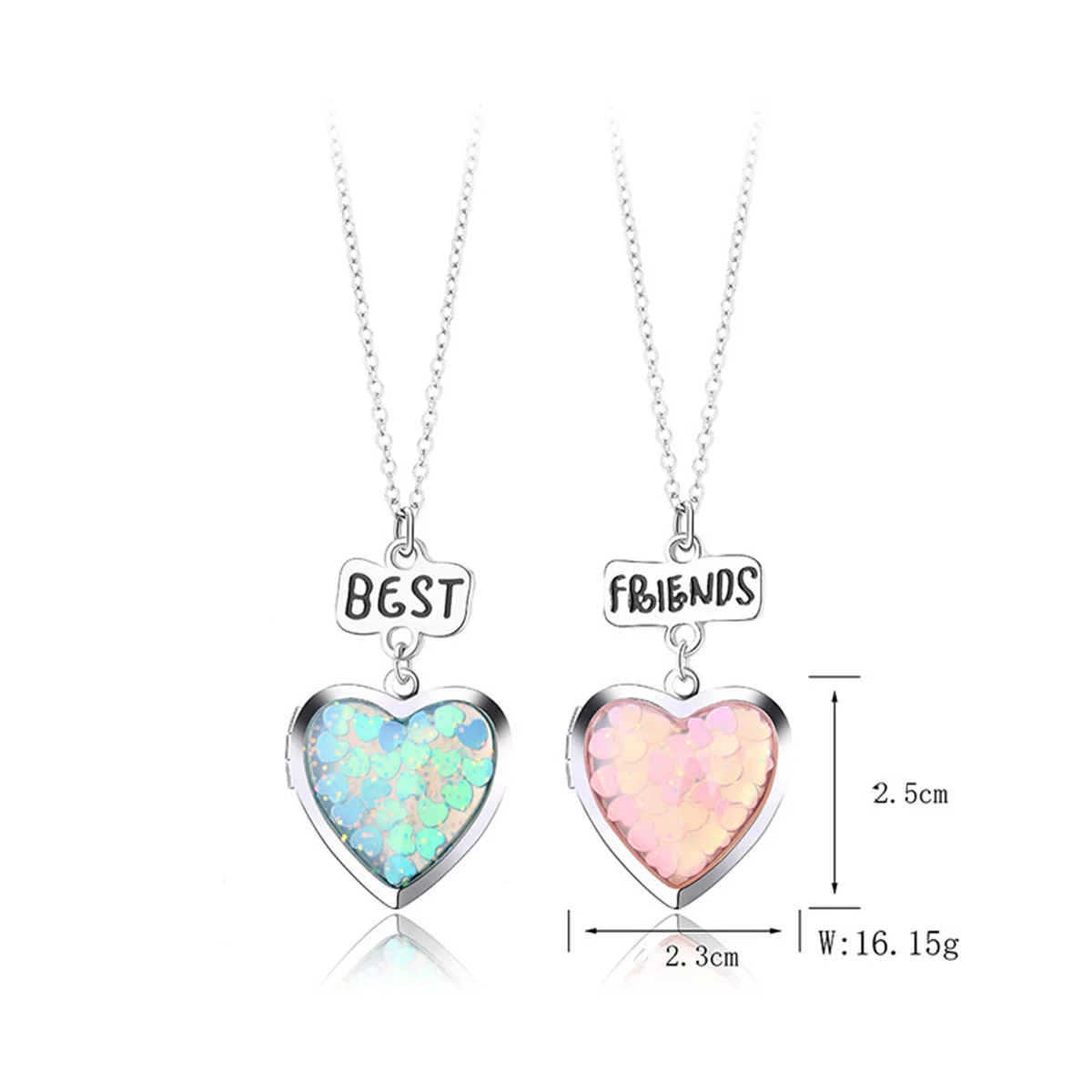 2 قطعة قلادة صندوق الحب موضة لطيف DIY بها بنفسك الإبداعية قلادة BFF أفضل أصدقاء مجوهرات اكسسوارات حفلة العصرية زوجين هدية بالجملة