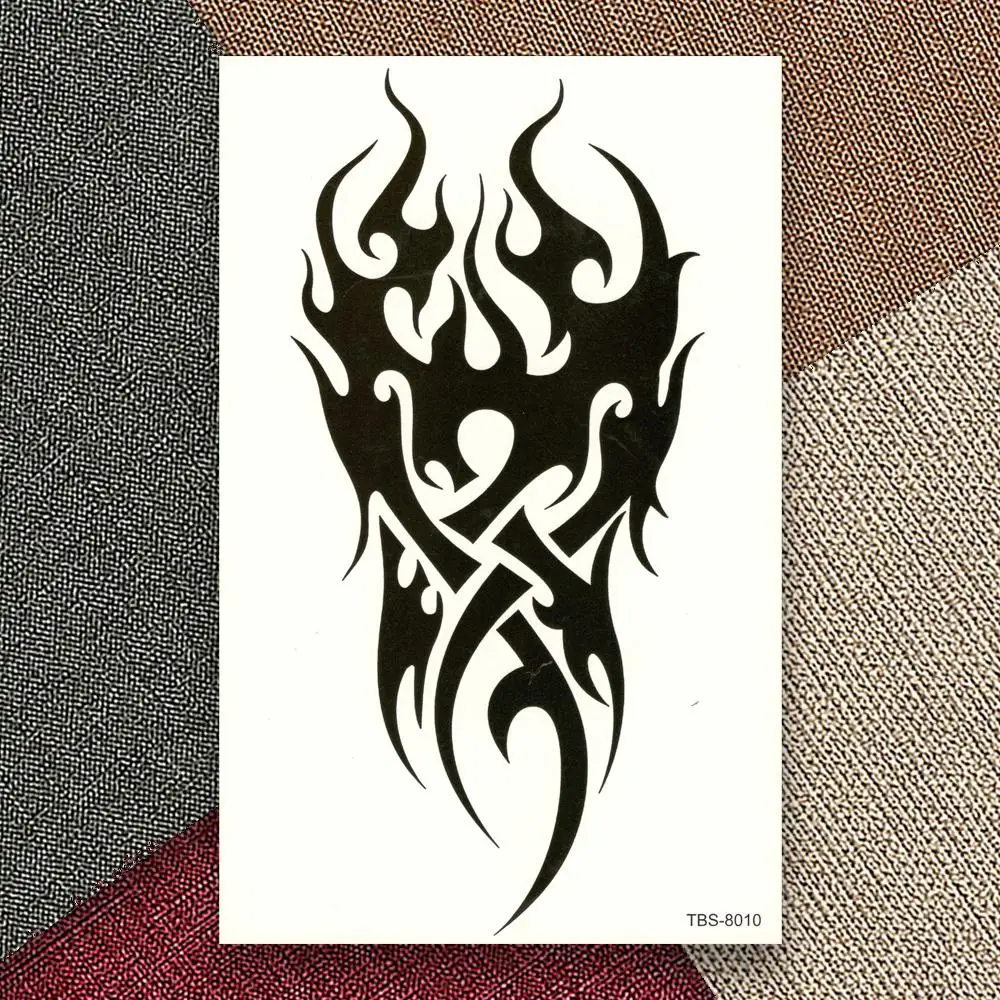 2pcs Tribal Totems Black Drgon Fire Fake Tattoos Waterproof Water Transfer Temporary Stickersr Art  Temporary Tattoo