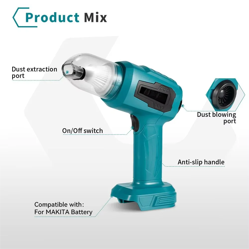 Strong Suction Mini Electric Vacuum Cleaner Wireless Handheld Home Cleaner Blower With 7 Nozzeles for 21V 18V Battery
