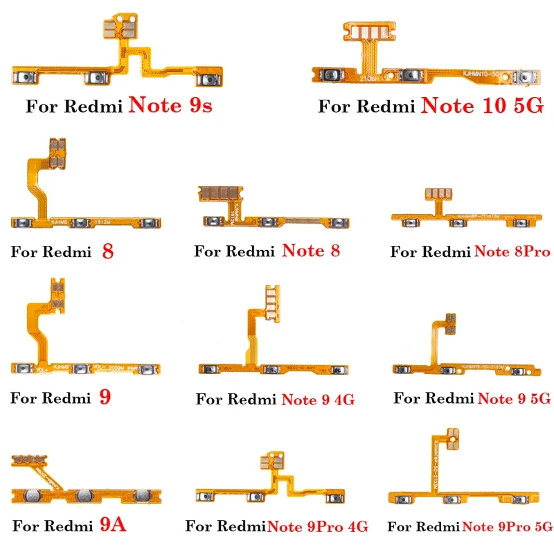 

1PCs power button flex cable for Redmi 8 9 9A Note 8 9 9s Pro 4G 5G volume on/off button ket for Note2 3 4 5