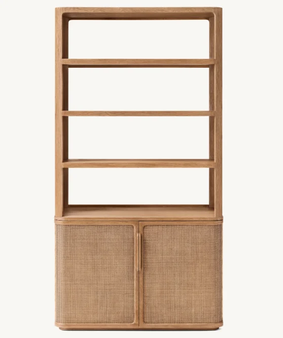 

# Luxury Modern Living Room Furniture Solid Wooden Tall Open Sideboard Cane Display Hutch