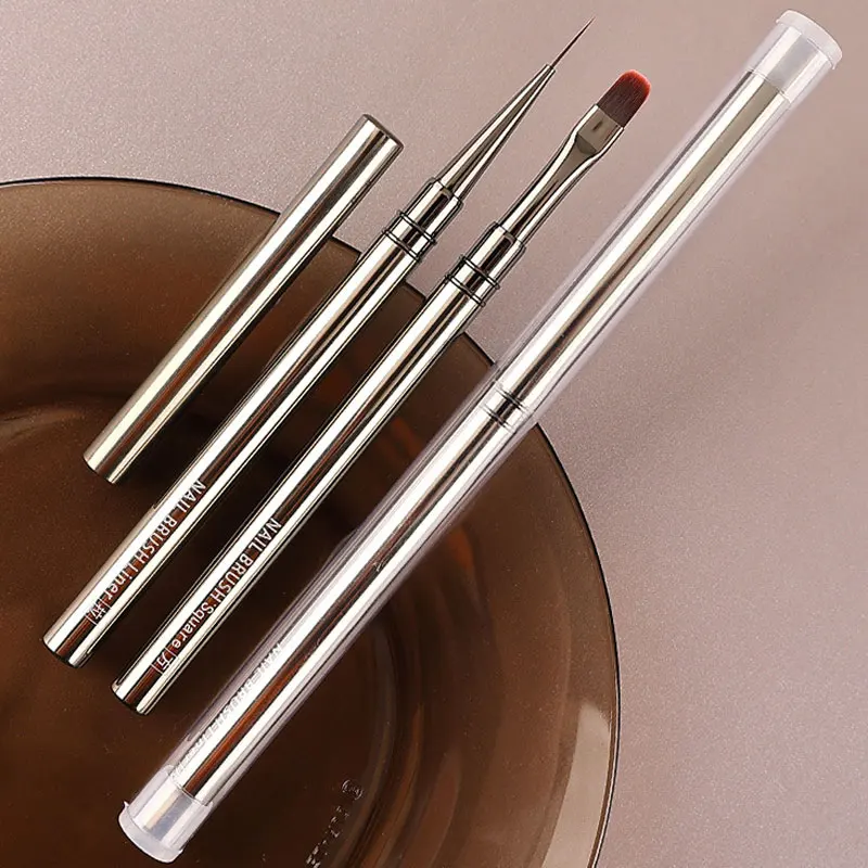 Professional Round Nail Art Brush Metal Handle UV Gel Builder Brush for Builder Gel & Acrylics Precision Painting Manicure Pen
