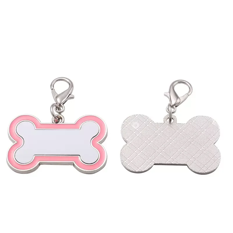 Llavero con etiqueta de nombre en blanco por sublimación, etiqueta de identificación de perro antipérdida personalizada, llavero de hueso personalizado para prensa de calor