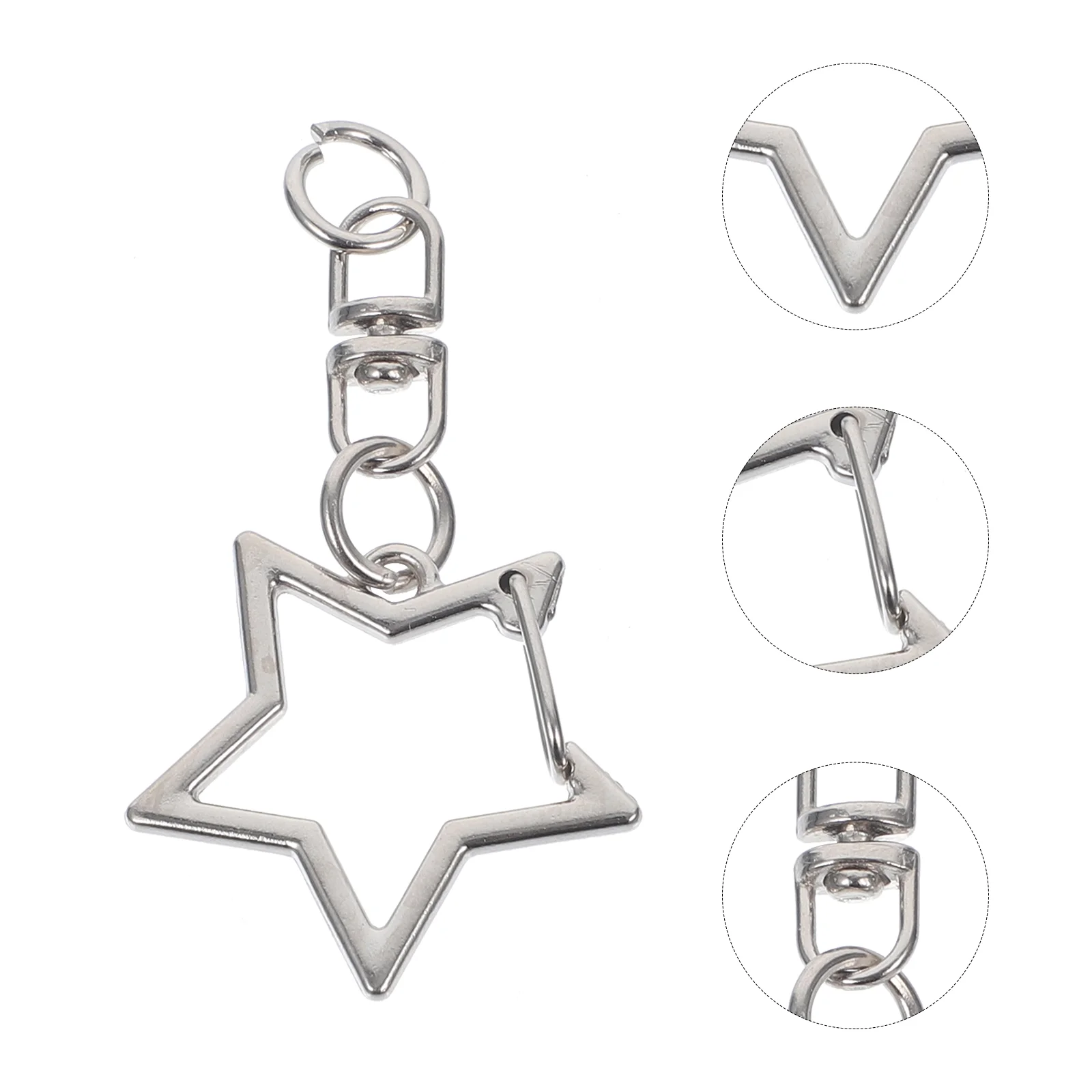 

Pentagram Keychain Bag Buckle Clips Spring Universal Clasps Lobster Swivel with Rings DIY Accessories Lanyard Hooks