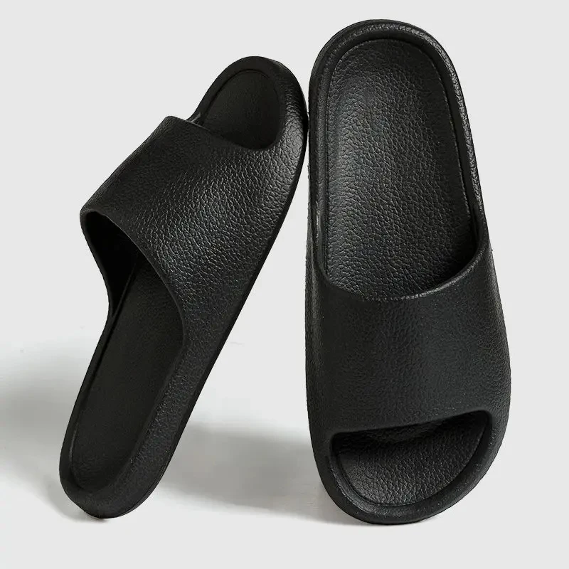 Women Slippers Solid Color Men Sandals Flip Flops Simple Non-Slip Soft Sole Comfortable Shower Slippers Outdoor Couple Shoes