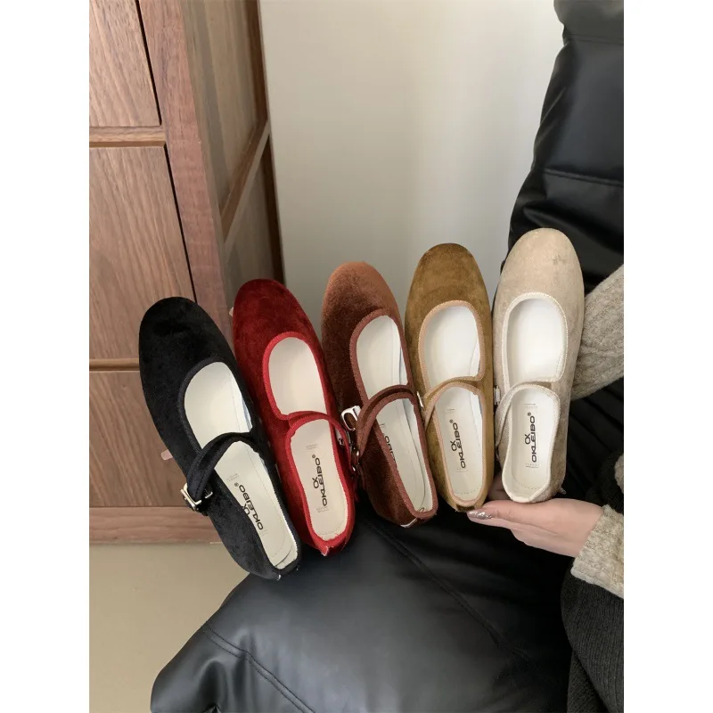 Casual Woman Shoe Shallow Mouth Elegant Square Toe Female Footwear All-Match Summer Grandma New Dress Spring Mary Janes Solid Fa