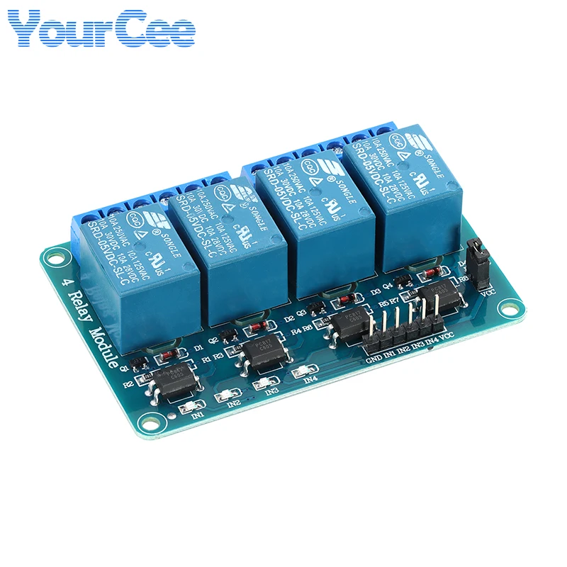 4 channel way relay expansion board module 5V/12V low level with optocoupler isolation support avr51pic monolithic indicator
