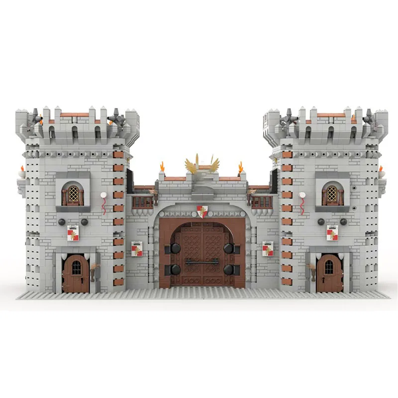 Middeleeuws kasteel Model Moc Bouwstenen Modulair Middeleeuws kasteel Poort Technologie Blokken Kerstmis DIY Speelgoed Bouwgeschenken