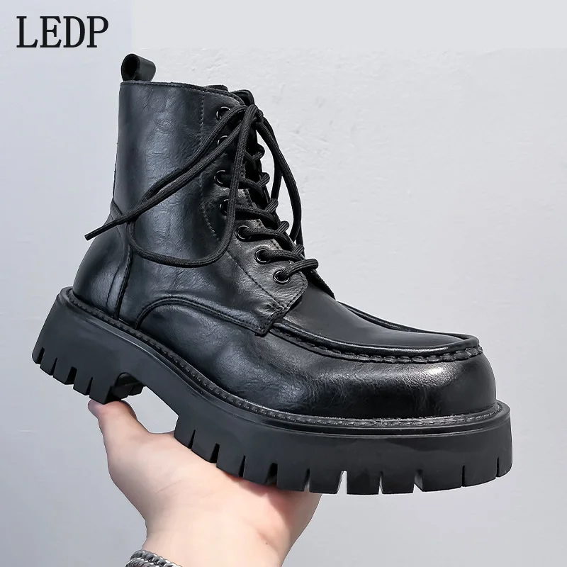 

LEDP 2025 Autumn New Fashion Thick Topped Chelsea Short Boots for Men for Riders Elegant Style Instagram Trend British Style