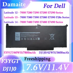F3YGT DJ1J0 Laptop Battery For Dell 2X39G Latitude 12 7000 7280 7290 13 7000 7380 7390 14 7480 7490 E7280 E7290 E7380 E7390