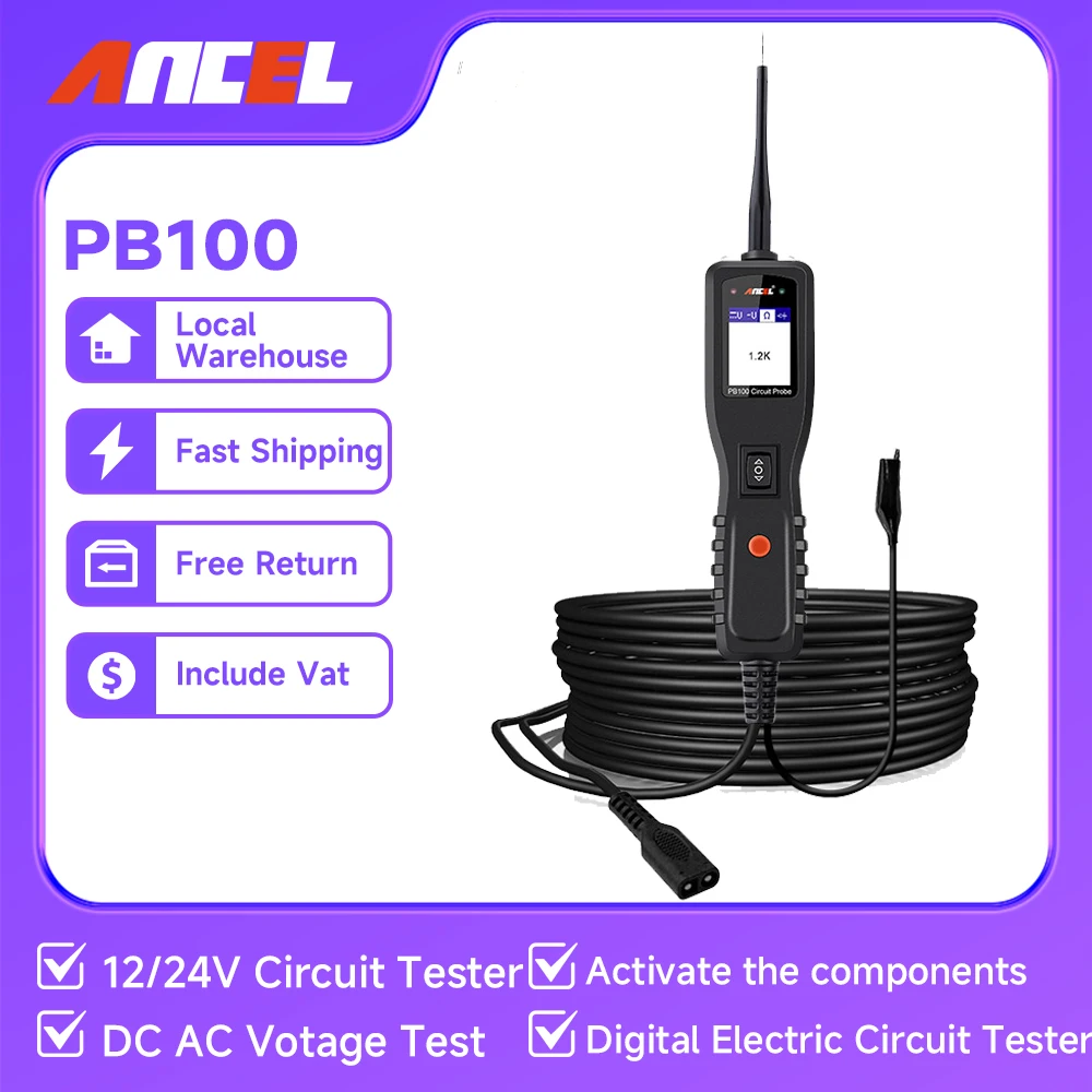 

Ancel PB100 Circuit Tester Power Probe Automotive Diagnostic Tool 12V 24V Electrical Current Voltage Integrated Power Scanner