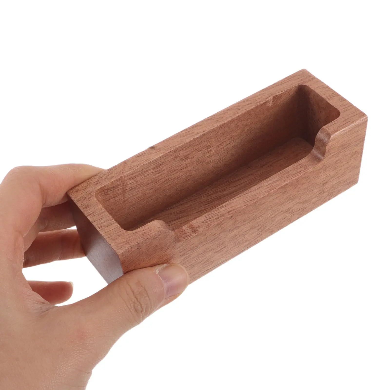 Wooden Business Card Display Stand Desktop Name Cards Organizer Solid Construction Wide Opening for Quick Access Office Desk