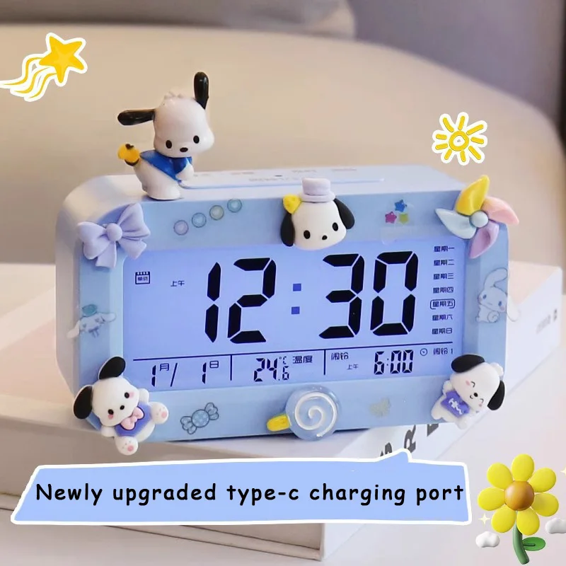 Электронный будильник Sanrio Pochacco можно светить и можно использовать для двух выходных. Студенты получит с самодисциплиной Электронный будильник Sanrio Pochacco можно светить и можно использовать для двух выходных. Студенты получит с самодисциплиной