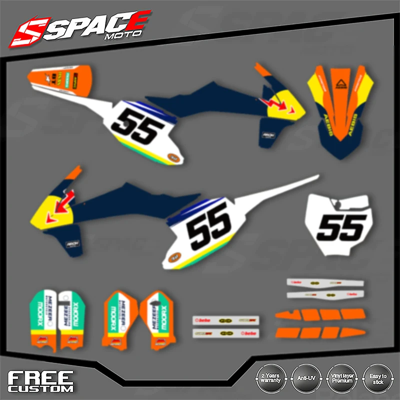 

SPACE Custom Motorcycle Graphics Background Decal for KTM SX SX50 250 350 2016 2017 2018 2019 2020 2021 Enduro Stickers Kits 02