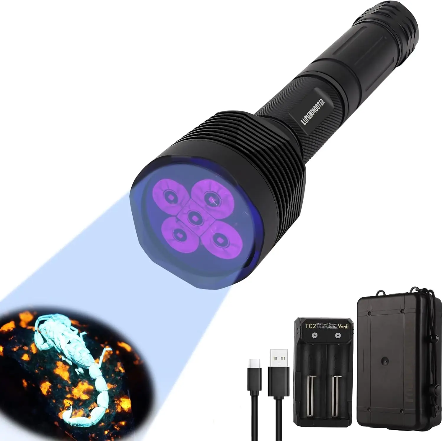 

S5 UV Flashlight, Super Bright Black Light Flashlight with 5 LEDs, for UV Resin Curing, Rockhounding,Pet Urine Detecting,(365NM)