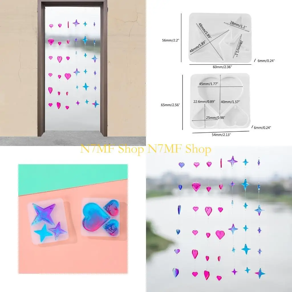 N7MF Stars Heart Epoxy Silicone Mold Kits for DIY Making Home Decoration Pendants