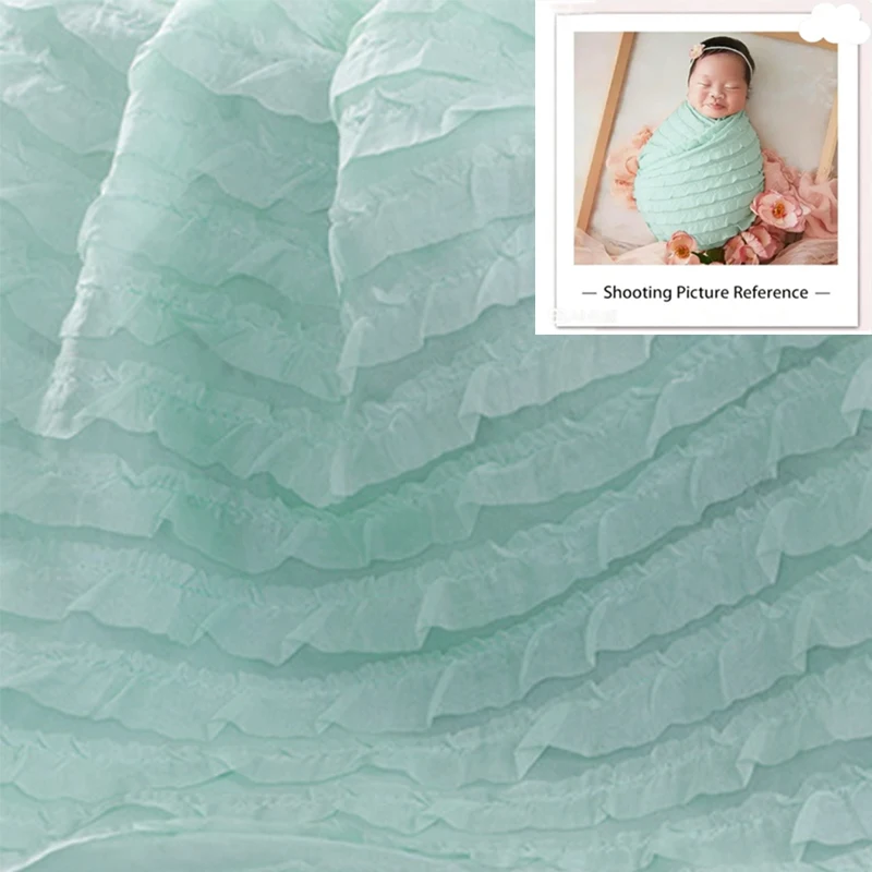 غلاف دعائم التصوير الفوتوغرافي لحديثي الولادة - تطريز زهور ثلاثي الأبعاد مع حافة شيفون مكشكشة، دعامة أطفال متماسكة، نيويوبونفوت، ملحقات بيبي، سينجينيا