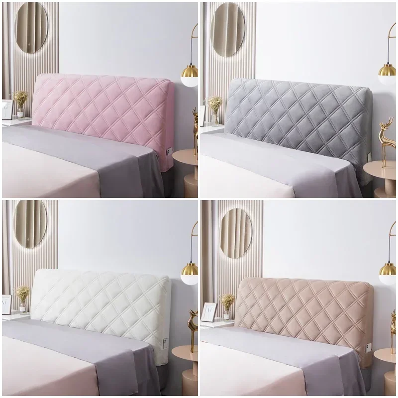 All-inclusive Headboard Cover Super Soft Smooth Quilted Bed Head Cover Thicken Velvet Bed Back Dust Protector Cover Solid Color