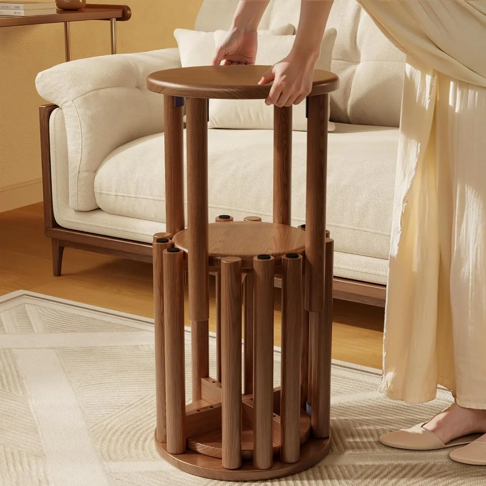 Ensemble de 4 tabourets empilables, tabourets en bois de 18 pouces, tables d'appoint gigognes, table basse gigogne, robuste et durable, sans installation