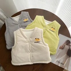 2024 Winter New in Kids Baby Girls Boys Thicken Warm Cartoon Modeling Outwear , Infant Toddler Letter Cute Clothing Vest 0-3Y