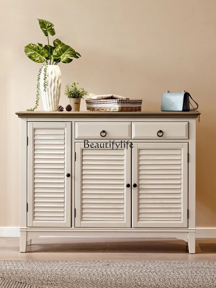 

American Mediterranean pure solid wood simple porch cabinet large locker shoes