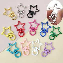 1-10 Uds. Gancho de presión de Metal con forma de estrella, llavero de colores, ganchos con cierre de langosta, hebilla, conector de cadena para bolso, accesorios para hacer joyería DIY