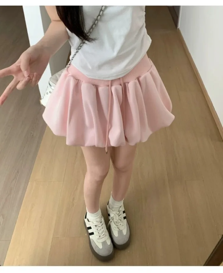Lässiger, vielseitiger, flauschiger, blütenblütchen-umwickelter Minirock für Damen, Sommer, koreanischer Stil, hohe Taille, schlankmachender A-Linien-Rock – Detail 3