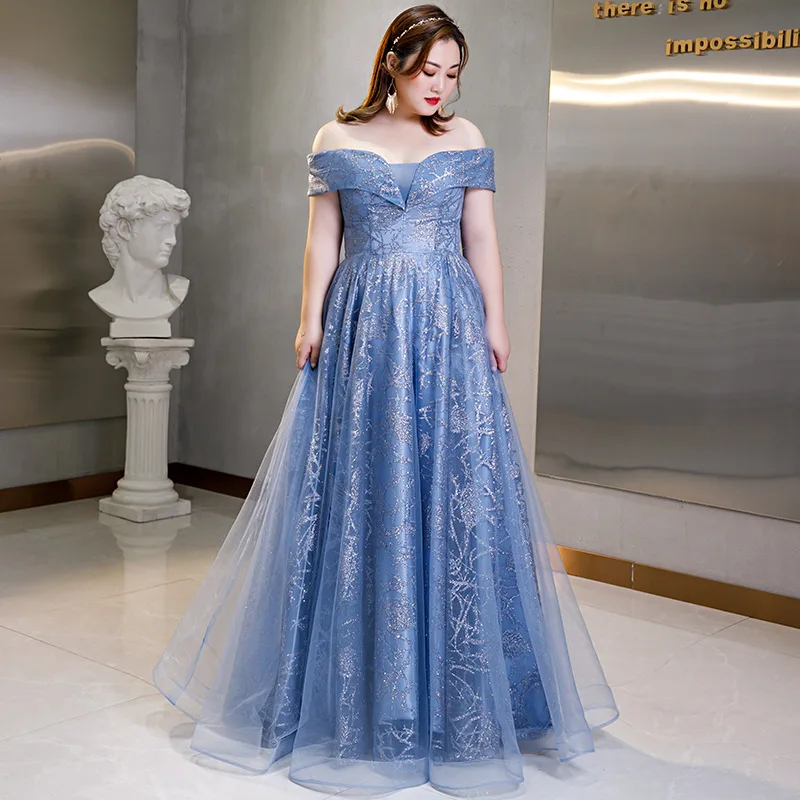 

Синее вечернее платье для женщин, утягивающее платье, элегантный наряд на одно плечо для банкета, светской львицы, ежегодное собрание, костюм для выступлений