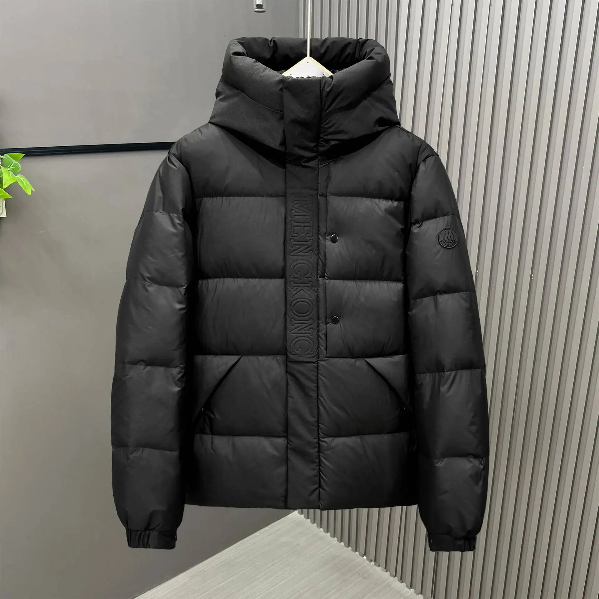 

2025 Men's New Jacket Autumn/Winter Black Warrior Trendy Color Blocked Hooded Thick Windproof Unisex Down Jacke