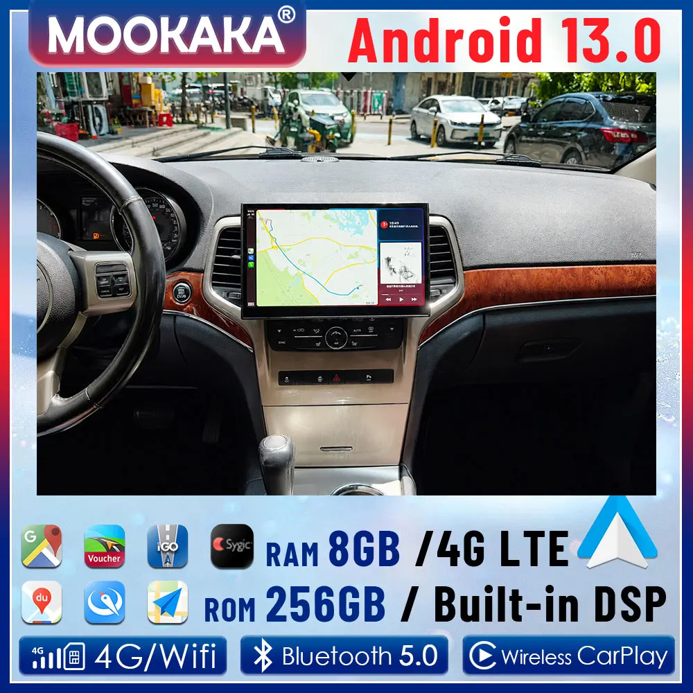 Android Auto CarPlay For Jeep Grand Cherokee 2009-2013 Car Radio Multimedia Player GPS Navigation Tape Recorder Stereo 11.6 Inch